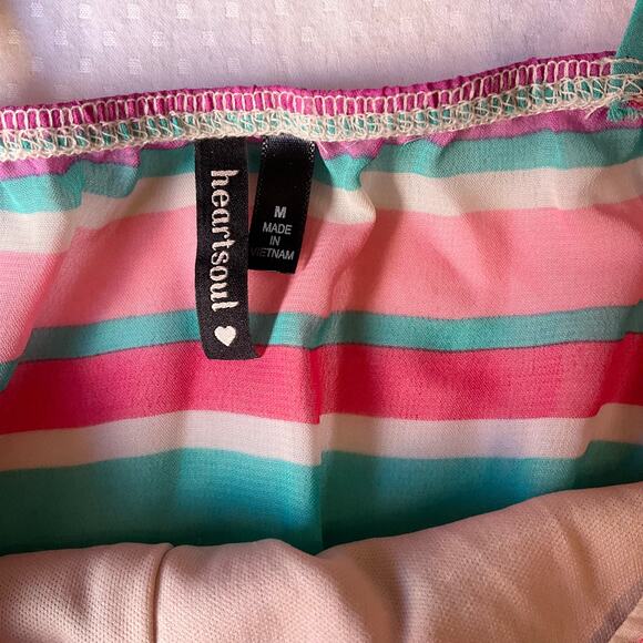 Heart Soul Women Maxi Dress size M Sleeveless Elastic Waist Casual Rainbow Pink - Picture 5 of 10